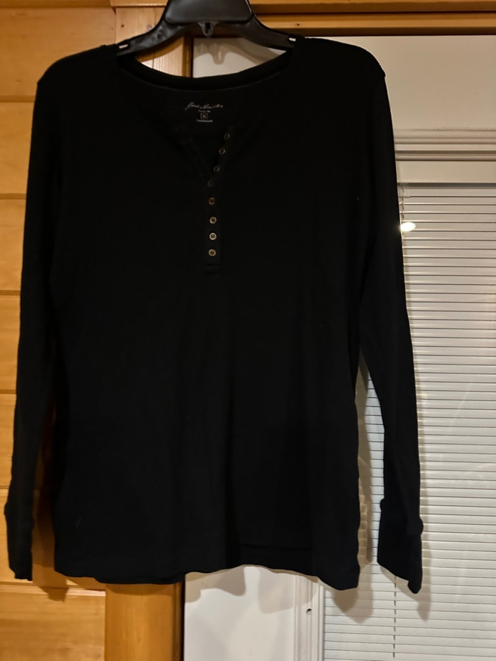 Eddie Bauer Black Henley Thermal Long Sleeve